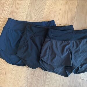 3 pairs size 6 Lululemon Speed up 4inch shorts midrise